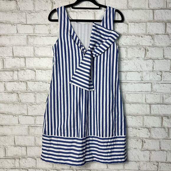Vineyard Vines Dress Beachcomber Blue White Stripe Bow Shift Mini Cotton 0 - Picture 3 of 8